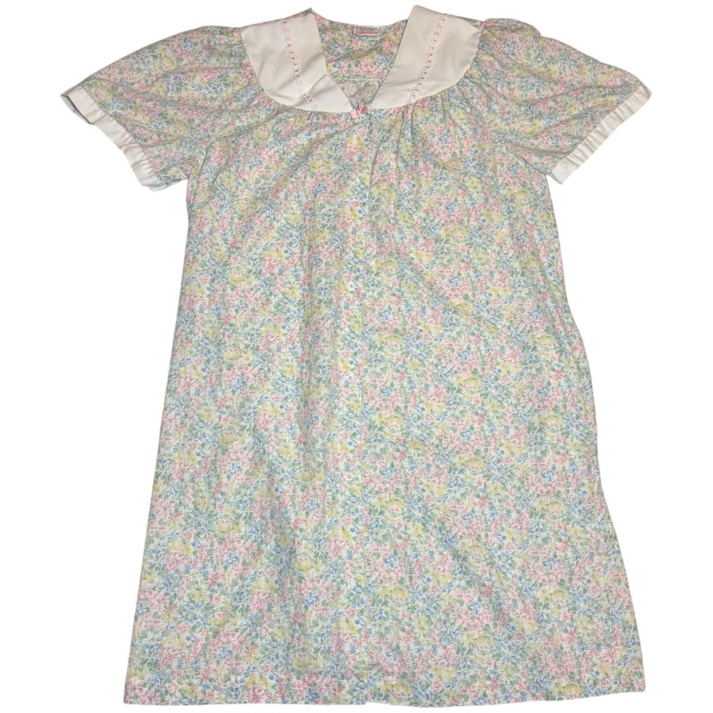Floral snap button front floral house coat short‎ sleeve night gown small/medium
